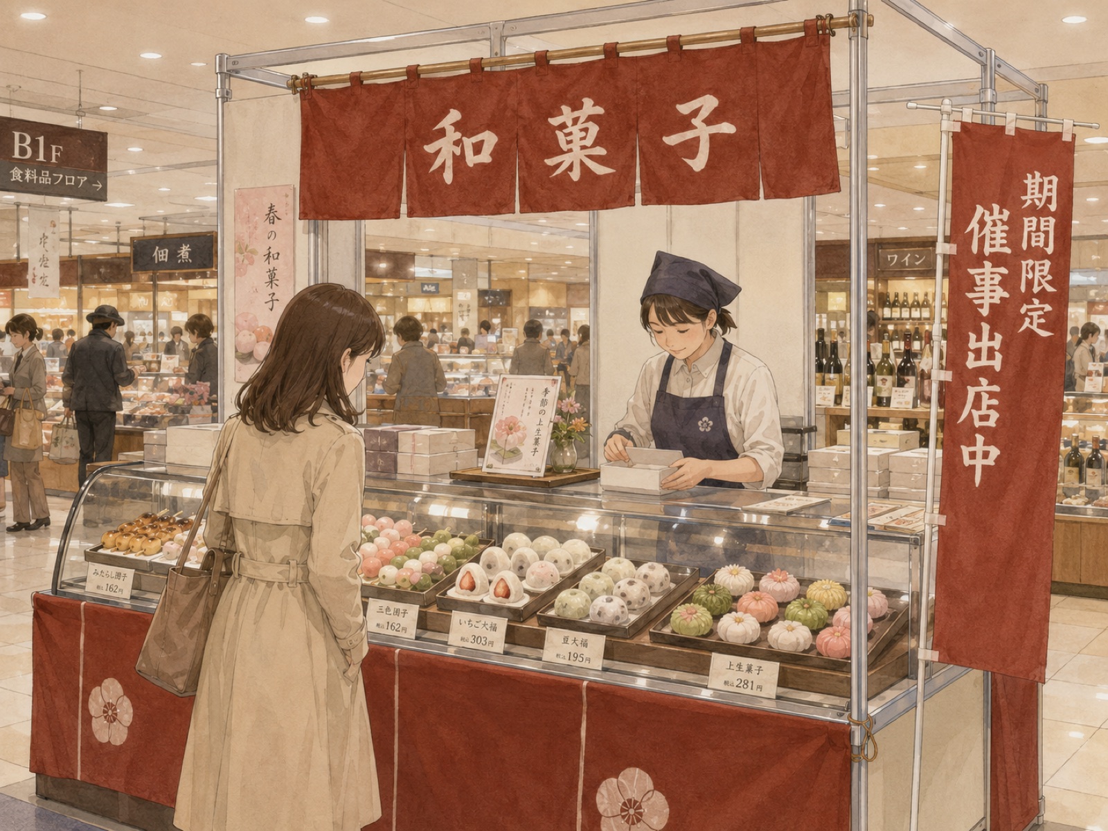 百貨店デパ地下の和菓子催事売場